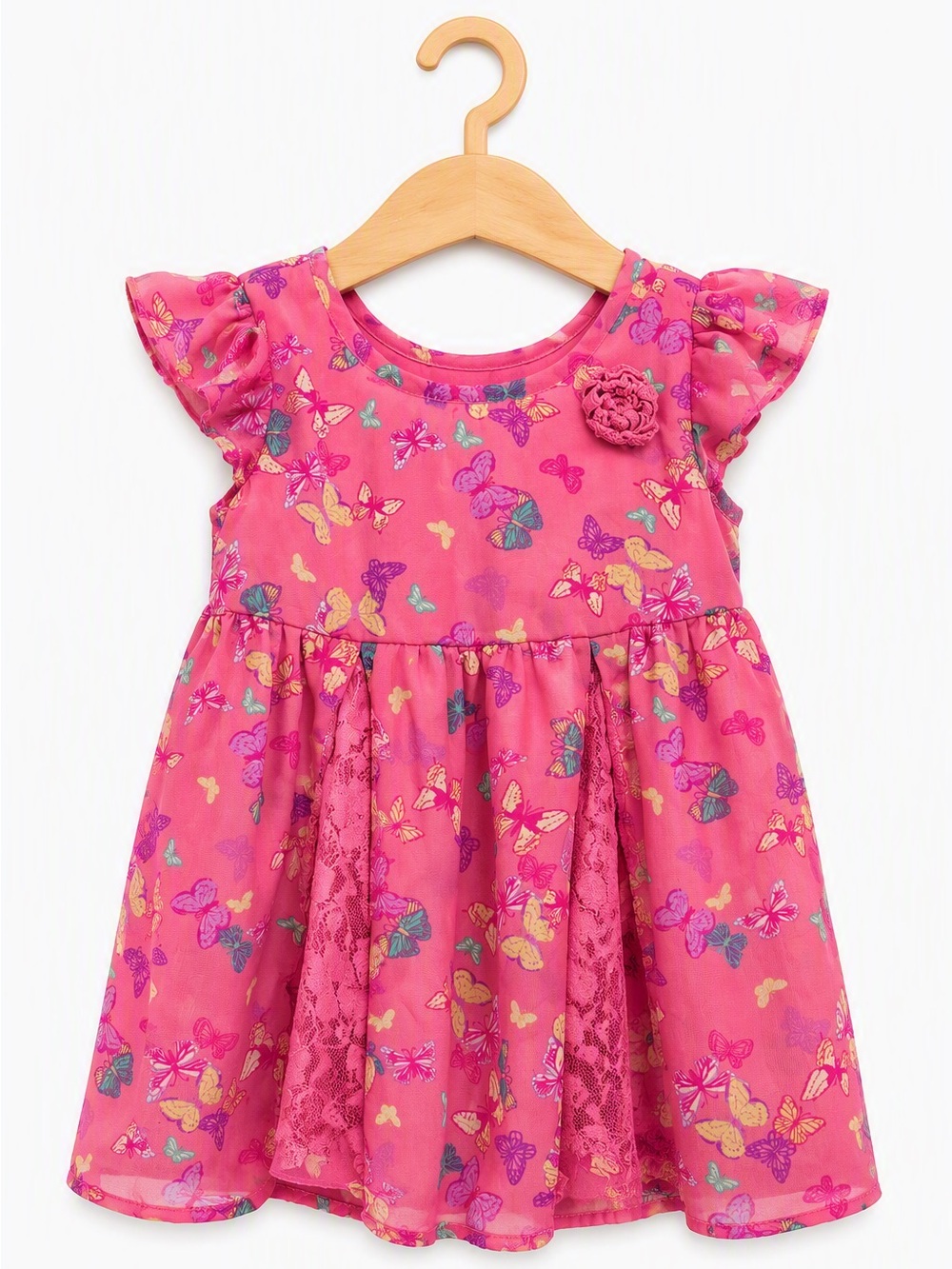 5/15$ George Girls Butterfly Chiffon Flutter Dress with Rosette 4T Mesh Lace